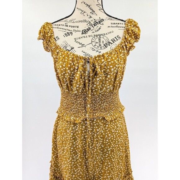 2 Boho Dress Women Medium Multicolor Ditsy Floral Print Smocked Ruffled Coquette - Picture 9 of 15